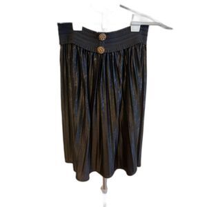 Chic Knee Length Black Skirt Ornate Gold Buttons Elastic Waist Whimsigoth